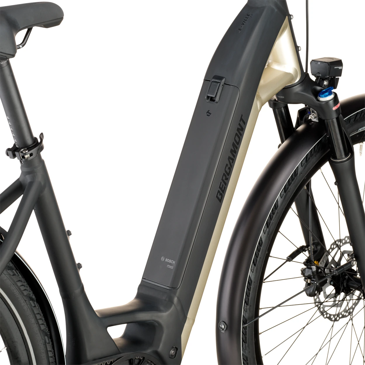 Bergamont E-Ville 20 Belt, Wave, M - 400WH, Freilauf, stardust beige black, 28"
