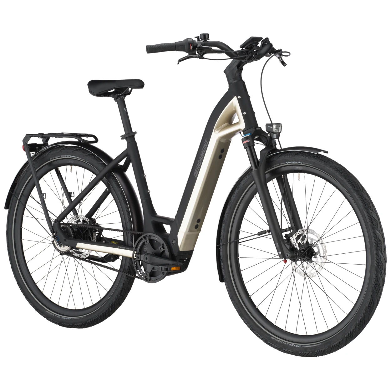 Bergamont E-Ville 20 Belt, Wave, M - 400WH, Freilauf, stardust beige black, 28"