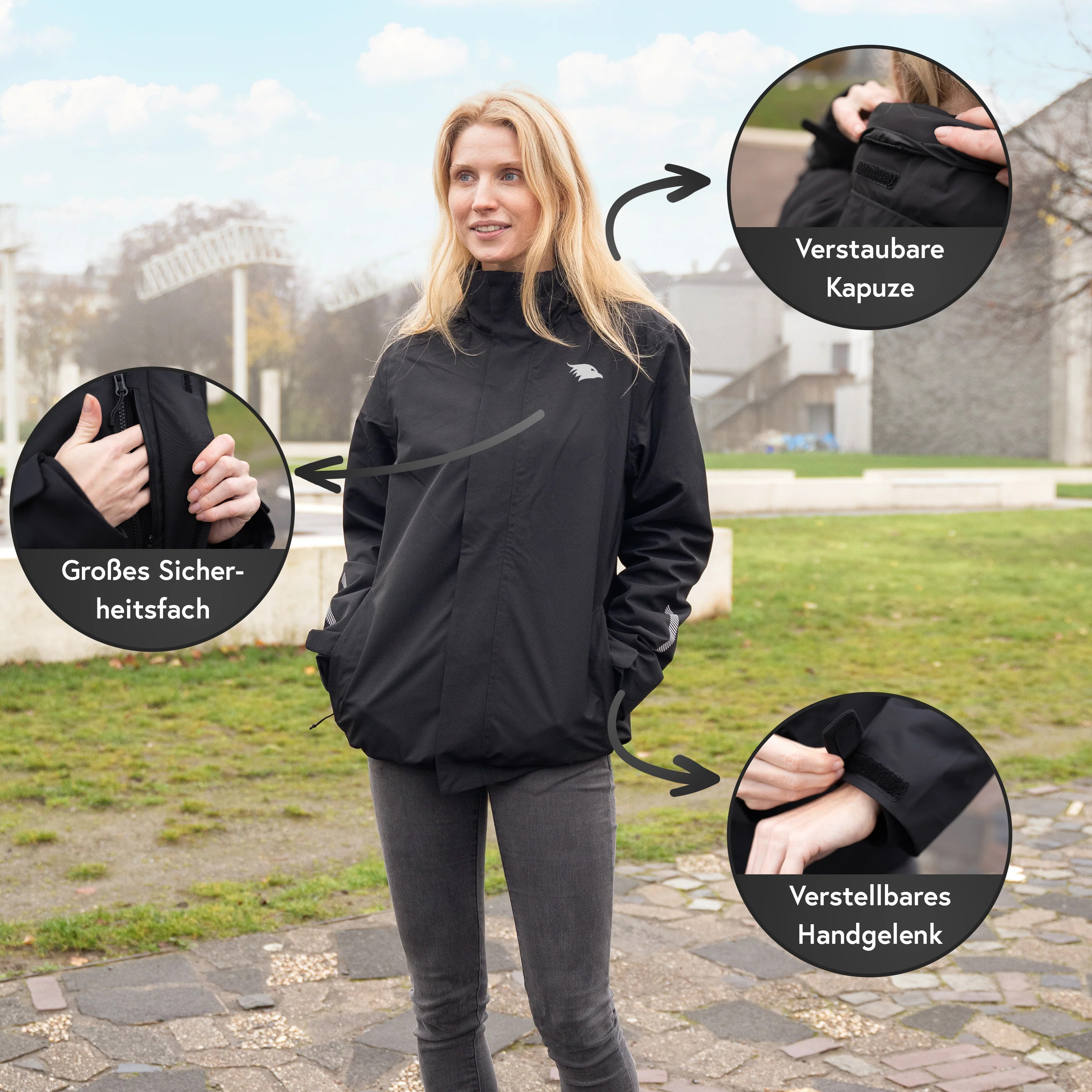 Valkental 3in1 Smart Jacket, Wasserdichte Jacke - mit Fleece, Damen, Reflective/Schwarz, L