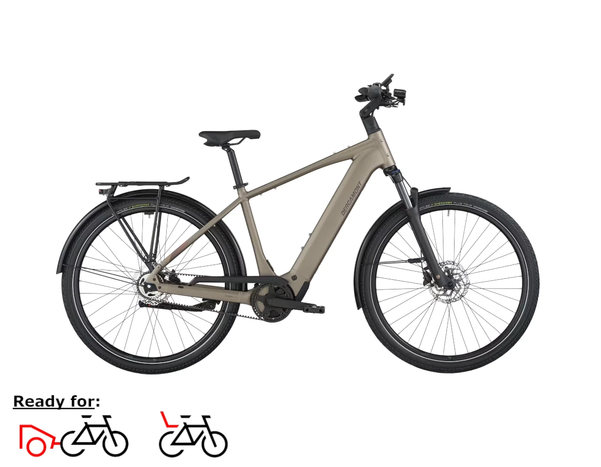 Bergamont E-Horizon Tour 20 Belt, Diamant, L - 600WH, Freilauf, warm silver, 28"