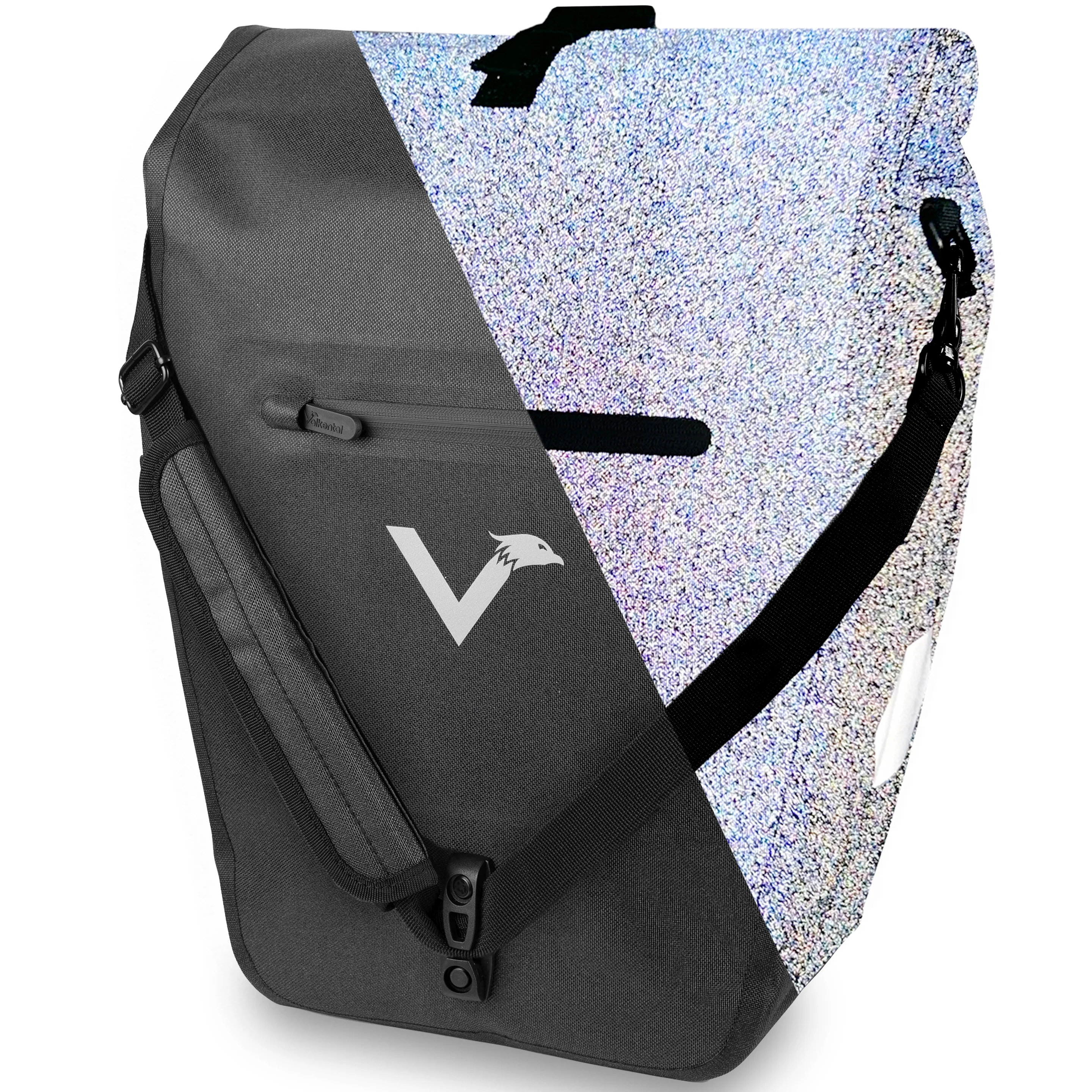 Valkental Bike Bag Urban Gepäckträgertasche - Black Reflective, 22l - 28l Volumen, PVC-frei