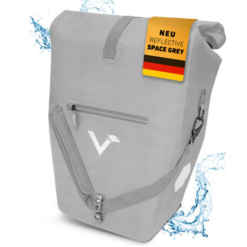 Valkental Bike Bag Urban Gepäckträgertasche - Space Grey, 22l - 28l Volumen, PVC-frei