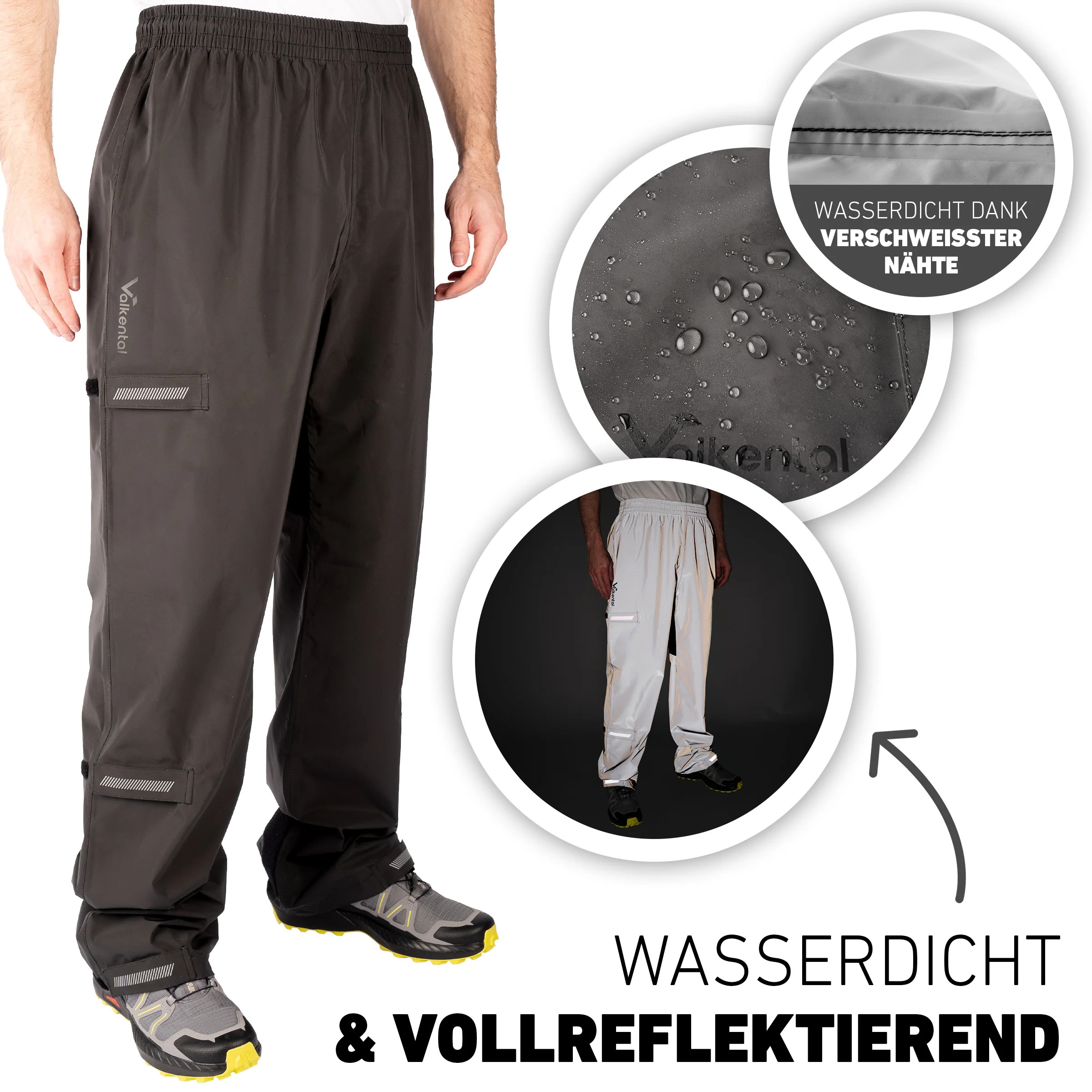 Valkental Ultimate Bike Pant Unisex - Reflektierend & Wasserdicht, L