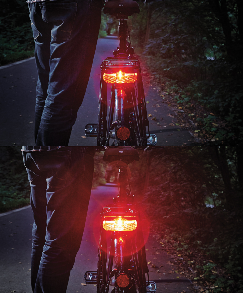 Trelock Rücklicht LS 614 Duo Flat Signal - für E-Bike, 6-12V, mit Bremslichtfunktion