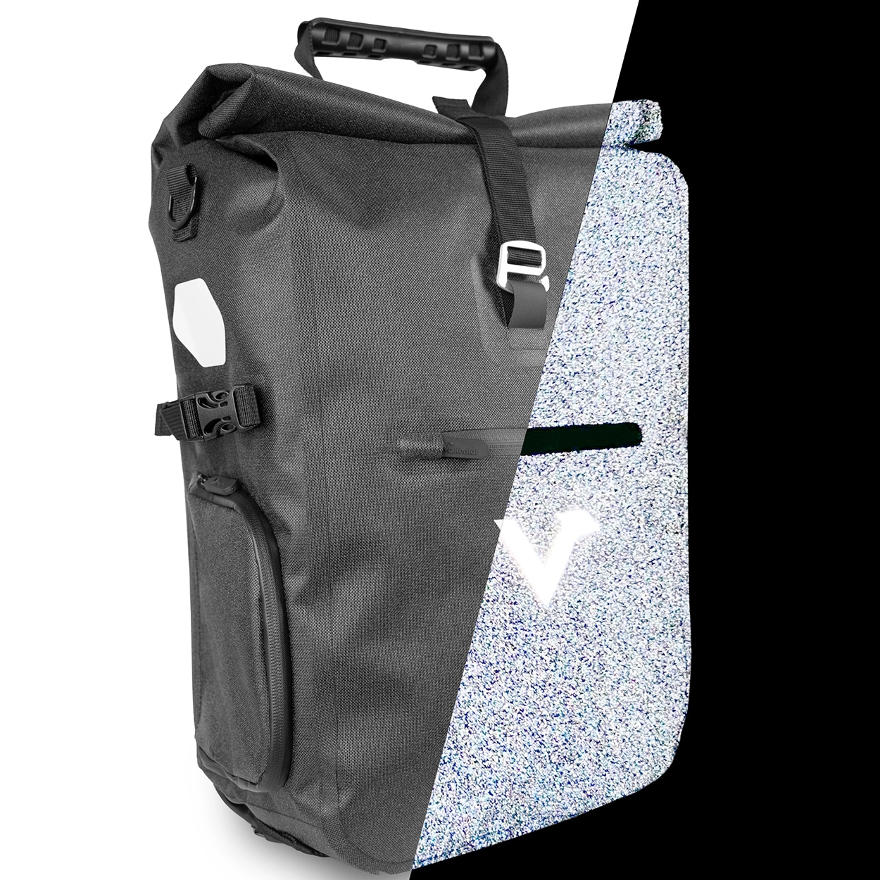 Valkental ValkPro 3in1 Fahrradtasche - Schwarz Reflective, 22l bis 26l Volumen