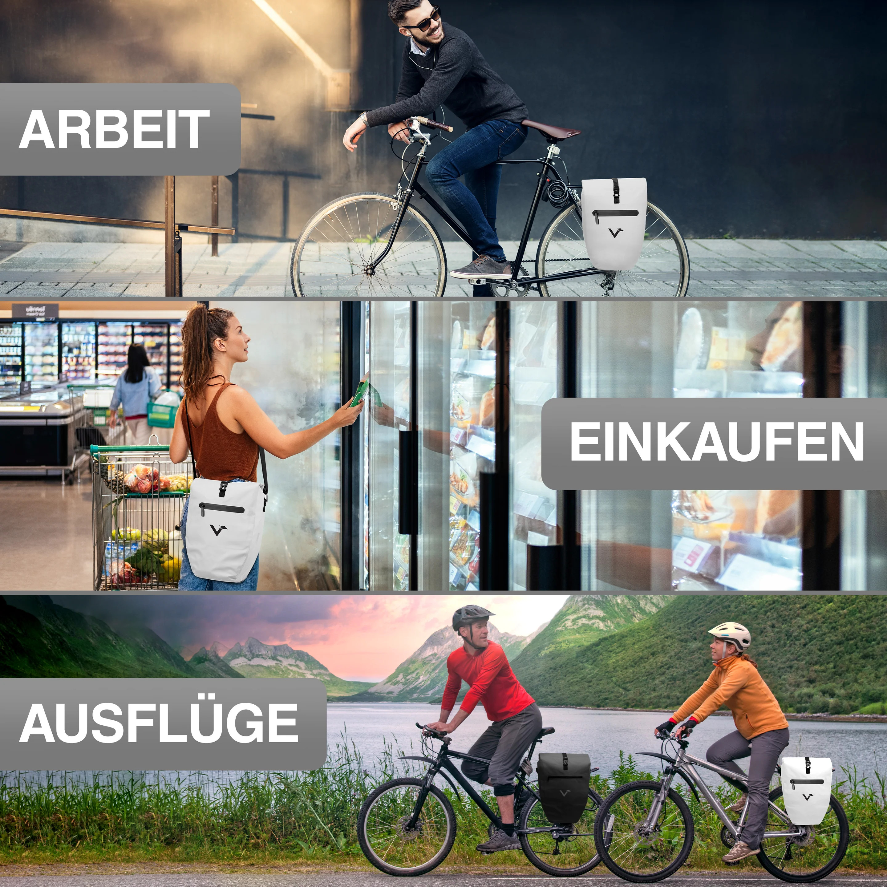 Valkental Bike Bag Gepäckträgertasche - Vollreflektierend, 28l Volumen