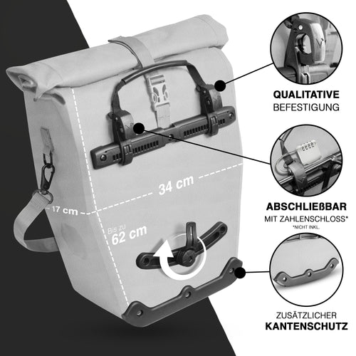 Valkental Bike Bag Urban Gepäckträgertasche - Black, 22l - 28l Volumen, PVC-frei