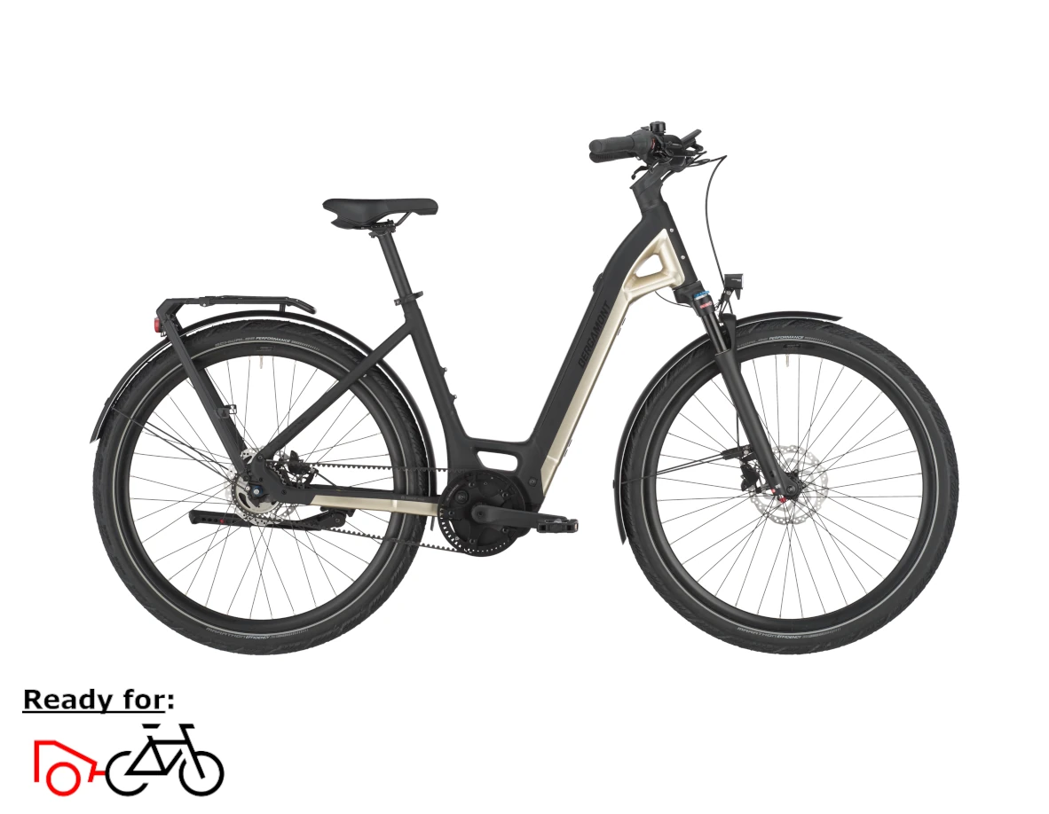 Bergamont E-Ville 20 Belt, Wave, M - 400WH, Freilauf, stardust beige black, 28"